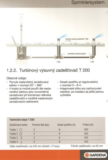 Turbínový výsuvný zadešťovač T 200