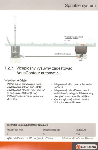 Víceplošný výsuvný zadešťovač AquaContour automatic