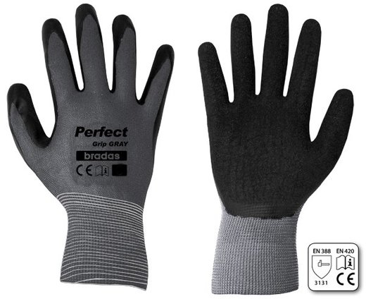 Pracovní ochranné rukavice PERFECT GRIP GRAY, velikost 8