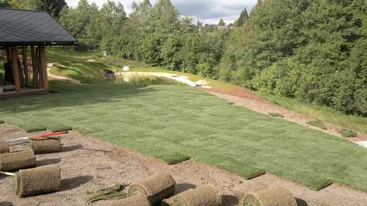 Pokládání trávníkového koberce Agro Park