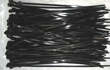 Stahovací černé pásky 3,6/200mm, 100 kusů